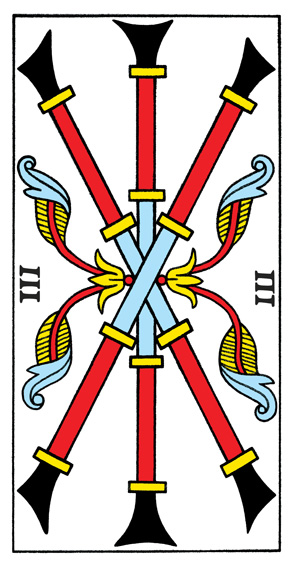 3 de Bâton Tarot de Marseille