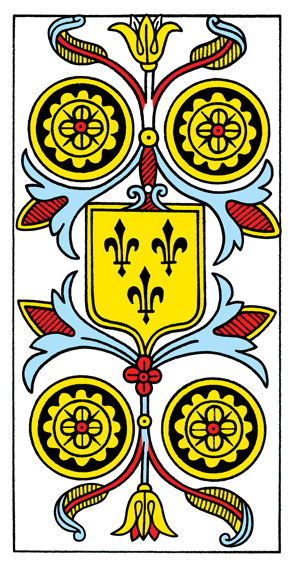 4 de Deniers du Tarot de Marseille — CBD Tarot de Marseille by Dr. Yoav Ben-Dov